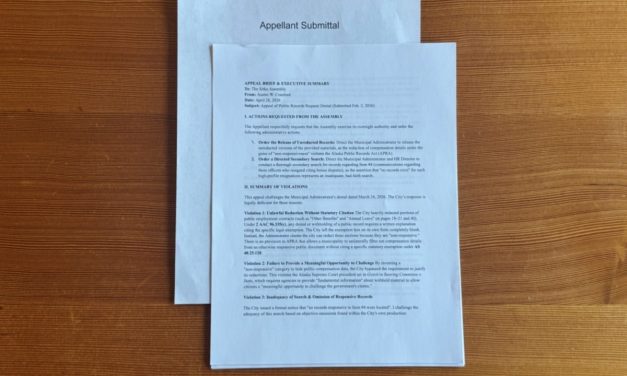 City denies new public records appeal from former Sitka Assembly candidate